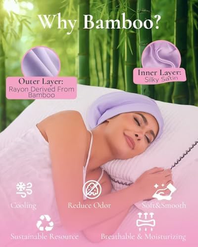 Adjustable Silk Satin Hair Bonnet for Sleeping, Double Layer Hair Wrap Sleeping for Women Men, Silk Satin Lined