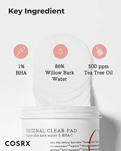 COSRX BHA Toner Pads, 70 Sheets, Exfoliating Pads for Dead Skin & Blackheads, Minimize Pores, Prevent Breakouts, Improve Skin Texture, Korean Skin Care