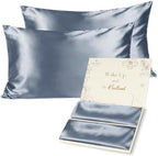 Yanibest Satin Pillowcase, Silk Pillow Cases for Hair and Skin with Zipper, Queen Pillow Cases Set of 2 for 20"x30", Exquisite Packaging for Women Men
