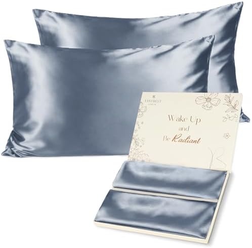 Yanibest Satin Pillowcase, Silk Pillow Cases for Hair and Skin with Zipper, Queen Pillow Cases Set of 2 for 20"x30", Exquisite Packaging for Women Men