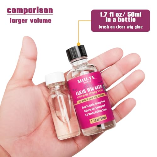 Clear Wig Bond Glue 1.7oz/50ml with Wig Band, Wig Caps |Swimming Allowed| Waterproof Wig Glue for Front Lace Wig Extremely Strong Hold Lace Glue for Wigs, Wig Install Kits (1.7oz Wig Glue kit)