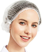ProtectX 500-Pack White Disposable Hair Nets, Elastic Head Cover, Bouffant Caps, Sanitation Head Cover for Food Service, Spa Men & Women - 21 inch
