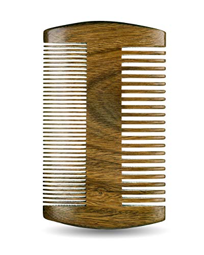 Sandalwood Handmade Beard Comb for Men - Premium Wooden Comb - Pocket Wood Comb in PU Leather Case