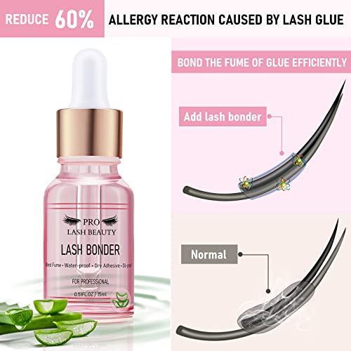 Lash Bonder for Eyelash Extensions Super Bonder Glue Accelerator with 10Pcs cotton swab Lash Extension Sealant Longer Retention Waterproof Oil-proof Special Dropper design for Dose Control(Aloe,15ml)