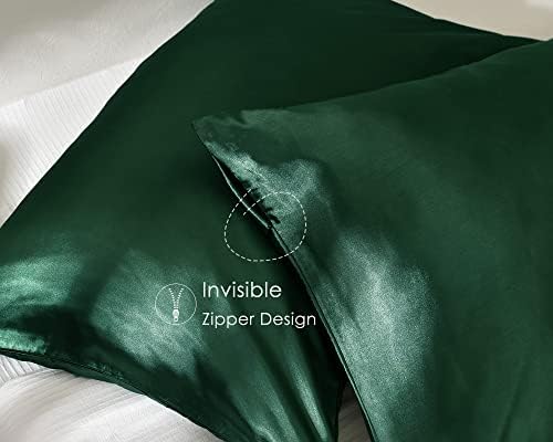 Yanibest Satin Pillowcase, Silk Pillow Cases for Hair and Skin with Zipper, Standard Pillow Cases Set of 2 for 20"x26", Exquisite Packaging for Women Men