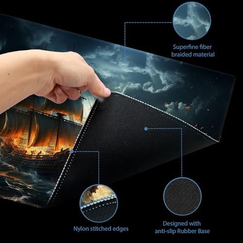 MTG Playmat TCG Playmat -Includes Storage Tube and 7 Dice-Experience Top-Tier Quality and Edge-Locking Waterproof and Non-Slip Mat! (playmat Without Zones, 1-The Mysterious Ghost Ship)