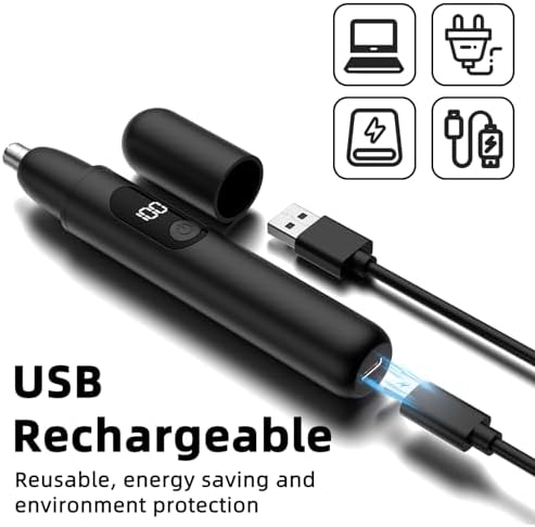 Smity Ear and Nose Hair Trimmer Professional Painless Eyebrow Trimmer for Men and Women Battery-Operated Dual-Edge Blades Built-in LED Light (Black)