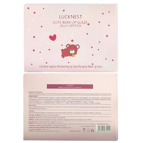 6Pcs Bear Lip Glaze Jelly Lipstick, Liquid Lipstick Cute Bear Lipgloss Moisturizing Lip Stain Plumping Water Lip Gloss Waterproof Long Lasting Cheek Rouge Tint Cosmetics Beauty Makeup