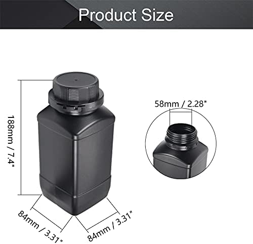 Othmro 2Pcs 34oz Plastic Container Lab Chemical Reagent Bottles 1000ml Small Mouth Liquid Solid Storage Bottles Round Sample Storage Container Sealing Bottle with Anti-theft Cap for Food Stores Black
