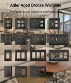 Double Toggle Light Switch Cover Adler Metal Wall Plate, 2-Pack Aged Bronze 2 Gang, Light Switch Cover Decorative Wallplate, Durable