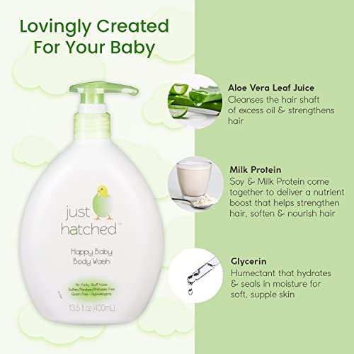 Happy Baby Body Wash Multi-Pack - Gentle Bath + Body Cleanser, Huggable Yummy Fragrance for Newborns, Hypoallergenic, No Yucky Stuff & Harsh Ingredients, 13.5 fl oz (2 Pack)