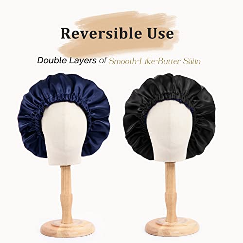 YANIBEST Double Layer Satin Bonnet Silk Bonnet Adjustable Hair Bonnet for Sleeping Hair Bonnets for Women Curly Natural Hair
