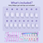 BTArtbox Extra Short Square Nail Tips - Clear Short Gel Nails with Tip Primer Cover, Stronger Adhesion Full Cover Soft Gel Fake Nail Tips for Easy Nail Extension