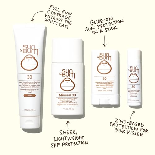 Sun Bum Mineral SPF 30 Tinted Face Sunscreen - Matte Primer - Broad Spectrum Moisturizing Sunscreen with Vitamin E - Hawaii 104 Act Compliant (Without Octinoxate & Oxybenzone) - Travel Size 1.7 oz