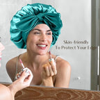 Yanibest Satin Bonnet Silk Bonnet for Sleeping Double Layer Ajustable Satin bonnet for Women Men for Curly Natural Hair with Tie Band