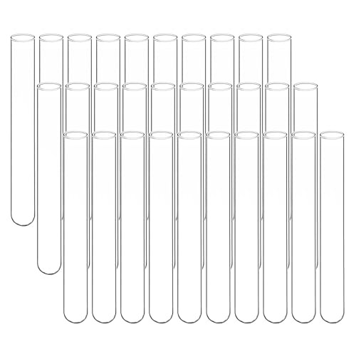 stonylab Glass Test Tubes, Transparent Borosilicate Glass Round Bottom Test Tubes with 20 mm Diameter and 150 mm Length for Lab Use, 30-Pack