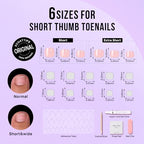 BTArtbox Press on Toenails Short, Nude Chrome Toe Nail Press Ons Square, Light Weight Glazed Press on Toe Nails with Glue, Fake Toenails in 16 Sizes- 32 Toenails Kit, Ethereal Charm