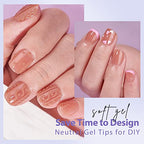 BTArtbox Extra Short Nail Tips Square - 600 Pcs Gel Press On Nails Natural XCOATTIPS Pre-applied Tip Primer Cover, Pre-colored Gel Tips Fake Nails for Easy DIY Nail Art 15 Sizes