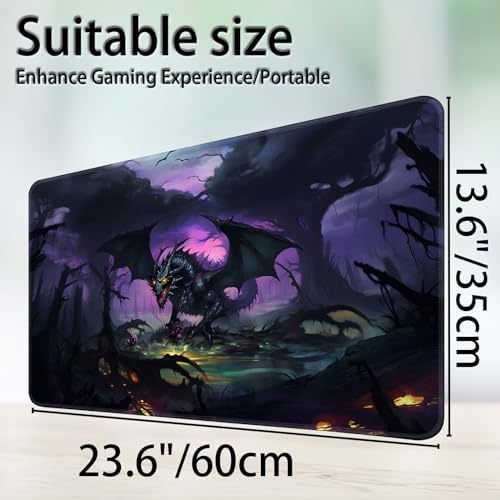 for MTG Game Playmat, for Magic TCG Rubber Play mat,Tabletop Card Playmats with Smooth Surface,Trading Card Inked Game Mat,Battle Game,Black Forest Dragon