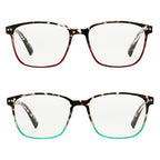 Foster Grant Women's Kendall 2-Pack Square Reading Glasses, Tortoise/Wine, Tortoise/Teal, 42 mm, 2 Diopters