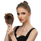 SARLA Drawstring Hair Bun Extension Dark Brown/Golden Synthetic Fake Ballet Bun Hair Piece for Women Girls Lady Updo Donut Chignon