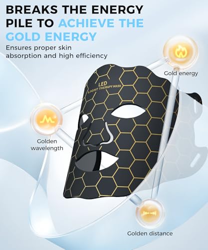 Yahi Red Light Therapy for Face, Led Face Mask Light Therapy, 7 Colors LED Face & Neck Mask Light Therapy At Home, Black