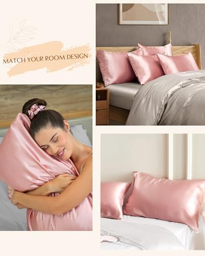 Yanibest Satin Pillowcase, King Size Pillow Cases Set of 2 - Silk Pillow Cases for Hair and Skin with Zipper, Silk Pillow Cases King for 20"x40", Exquisite Packaging for Women Men