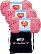 Red Heart Soft Baby Steps Strawberry E746-9702 (3-Skeins - Same Dye Lot) Worsted Medium #4 Acrylic Yarn for Crocheting and Knitting with Project Bag