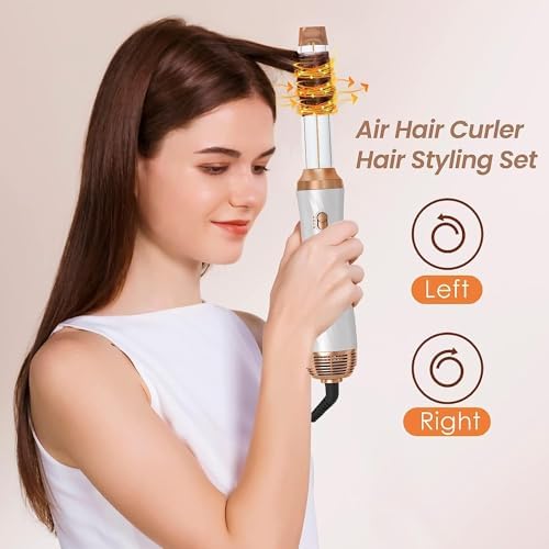 6 in 1 Blow Dryer Brush, Detachable Hair Dryer Brush Air Curler Air Styler Wrap, Curly Twist Hot Air BrushCurling Iron Brush, Blow Dryer Hot Brush Styler Negative Ion, Travel Hair Styling Tool
