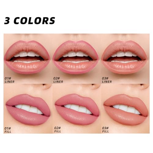 YOUNG VISION 3-Pc Peel Off Lip Liner Stain Set, Tattoo Peel Off Lipliner, Matte Finish, Waterproof, Nude Matte Lip Contour for Women Makeup, Precise Lip Definition, Gift Set
