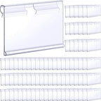 Tatuo 200 Pcs Plastic Wire Shelf Label Holders Clear Reusable Price Tags Display Shelf for Pantry Retail Merchandise Supermarket Bins Clip on Price Labels Signs for Card Shop Market Basket