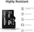 Amazon Basics Micro SDXC Memory Card with Full Size Adapter, A2, U3, Read Speed up to 100 MB/s, 256 GB, Black