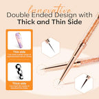 modelones Nail Art Brushes, Super Fine Thin Liner Nail Brush Set Sizes 7/11/15/20mm for Nail Gel Polish Painting Designs with Acrylic Rhinestone Handle Gift For Women