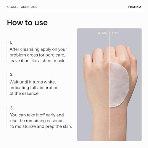 Frankly Closer Toner Pads 70pcs | Pore Minimizing & Moisturizing Jelly Pads for Smooth Skin | 9 Peptides, Vegan Collagen & Rice Extract | Vegan, All skin types, Korean Skincare | Valentines Day Gifts