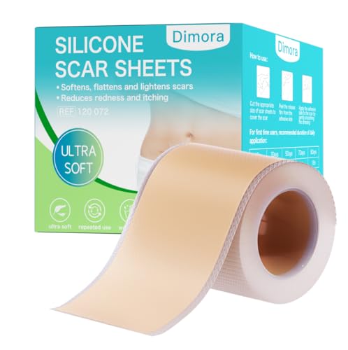 Dimora Medical Grade Silicone Scar Sheets - Ultra Soft Silicone Scar Tape (1.6”x120" Roll), Waterproof Scar Treatment for Surgical Scars, C Section, Tummy Tuck, Keloid Treatment