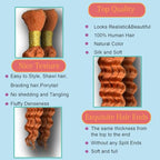 Eileen 350 ginger human braiding hair 18 Inch 100g 2 Bundles Deep Wave Bulk Human Hair for Braiding Curly Human Hair for Boho Braids Water Wet and Wavy Curls Micro Braiding Hair Extensions