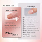 BTArtbox Extra Short Nail Tips Square - 600 Pcs Gel Press On Nails Natural XCOATTIPS Pre-applied Tip Primer Cover, Pre-colored Gel Tips Fake Nails for Easy DIY Nail Art 15 Sizes