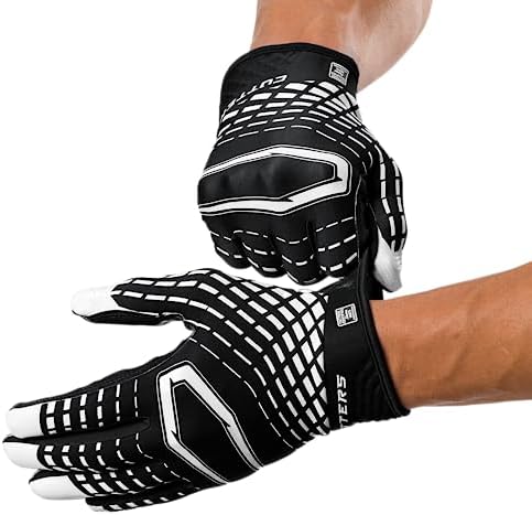 Cutters Football Wide Receiver Gloves. Rev 5.0 Ultra Grip No Slip. Youth (1 Pair)