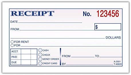 Adams Money and Rent Receipt, 2-3/4 x 5-3/8 Inches, 2-Parts, Carbonless, White/Canary, 50 Sets per Book, 3 Books (DC2501-3)