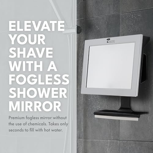ToiletTree Products Fogless Shower Mirror with Squeegee - Anti-Fog Mirror - Adjustable Shaving Mirror with a Squeegee - Rust-Proof, Impact-Resistance Bathroom Shower Mirror