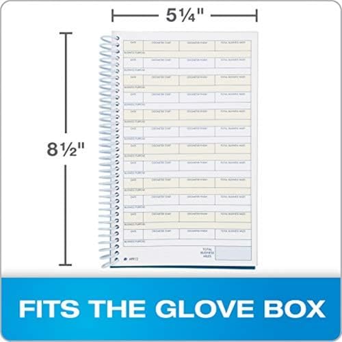 Adams ABFAFR12 Vehicle Mileage and Expense Journal, 5-1/4" x 8-1/2", Fits the Glove Box, Spiral Bound, 588 Mileage Entries, 6 Receipt Pockets,White