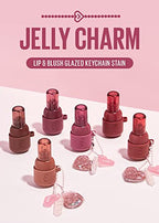 Kaja Lip & Blush Glazed Keychain Stain - Jelly Charm 01 Cherry Spritz | with Triple Berry Complex, Lemon Fruit Extract &Olive Squalane, Hydrating, Long Lasting Tint