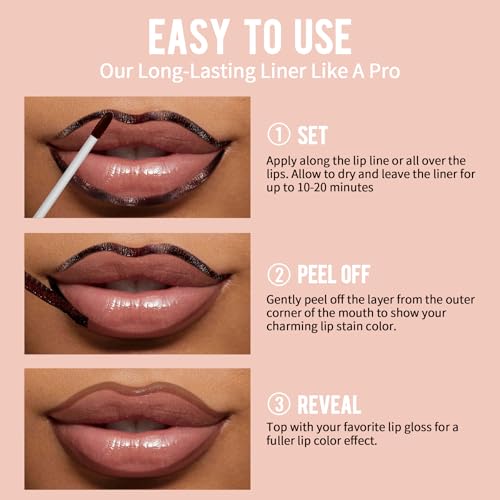 iMethod Lip Stain - Lip Liner Stain, Natural Long Lasting Lip Stain Peel Off, Waterproof Stay On All Day, Transfer-Proof, Highly Pigmented, Instant Peel Off Lip Stain Color, Mauve