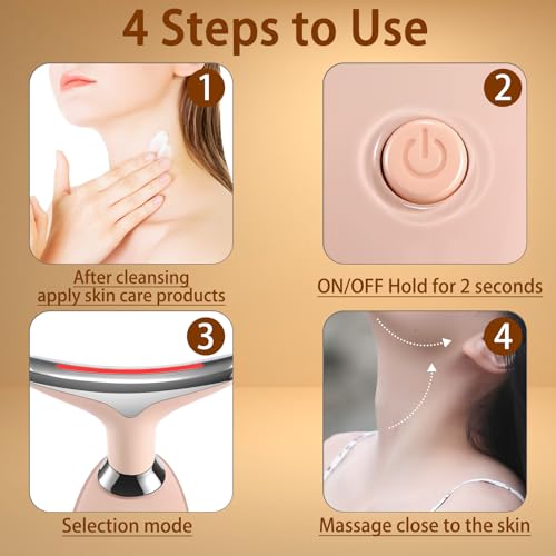 7-in-1 Face Massager Tool for Skin Care, Red Light Therapy for Face, Double Chin Gift (Pink)