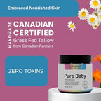 Certified Organic Tallow Balm: All Natural Tallow Cream Whip for Delicate Baby Skin and Sensitive Skin - Pure Baby with No Essential Oils. Certified Grassfed by AGW (Pure-Baby 2oz)