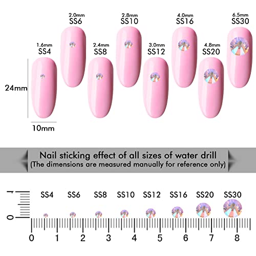 288Pcs Pink AB Crystal Rhinestones,Glass Flatback Rhinestones Gemstones for Nail Face Makeup Art Crafts Clothes Decoration -(SS30,6.5mm,Pink AB)