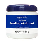 Amazon Basics Healing Ointment & Skin Protectant for Dry & Cracked Skin, Chapped Lips, Minor Cuts and Scrapes, Lip Repair Moisturizer, Fragrance Free, 14 oz, 4-Pack