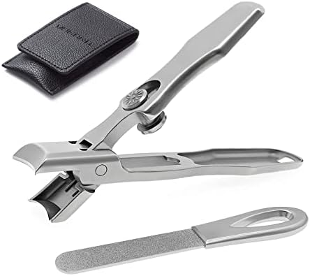 Nail Clippers for Men Thick Nails Laqrge Wide Jaw Opening Long Handle Heavy Duty Ultra Sharp Toe Nail Clippers No Splash Fingernail Clipper for Seniors,Adult, Women (Silver with File)
