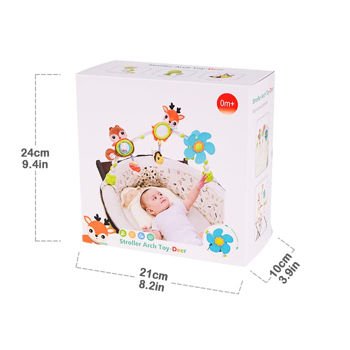 Lynncare Adjustable Arch Bassinet Toys for Infant & Toddlers, Stroller Arch, Baby Crib Toys with Fascinating Hanging for Stimulating Baby’s Senses and Developing Motor Skills