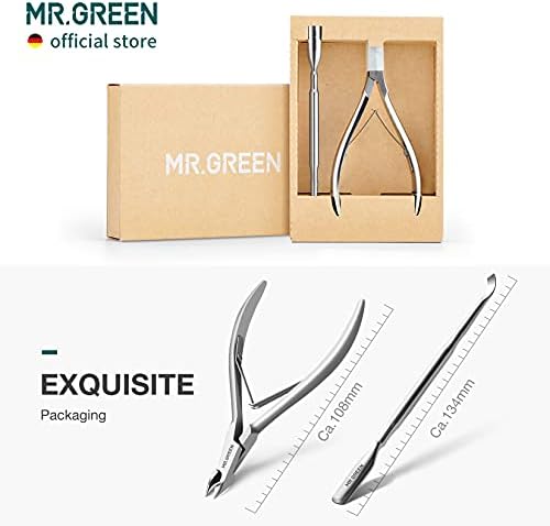 MR.GREEN Cuticle Nippers Nail Manicure Scissors Cuticle Clippers Trimmer Dead Skin Remover Stainless Steel Cutters Beauty Tool With Pusher (Mr-1028+Pusher)